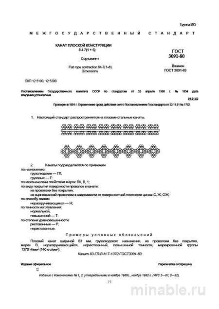 ГОСТ 3091-80: Плоские канатные канаты 8x4x7 (1+6) - Разбор и Сортамент