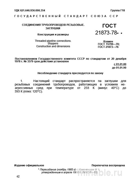 ГОСТ 21873-78: Резьбовые соединения и заглушки для трубопроводов - Полный разбор