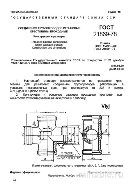 ГОСТ 21869-78: Крестовины проходные - Комплексный разбор