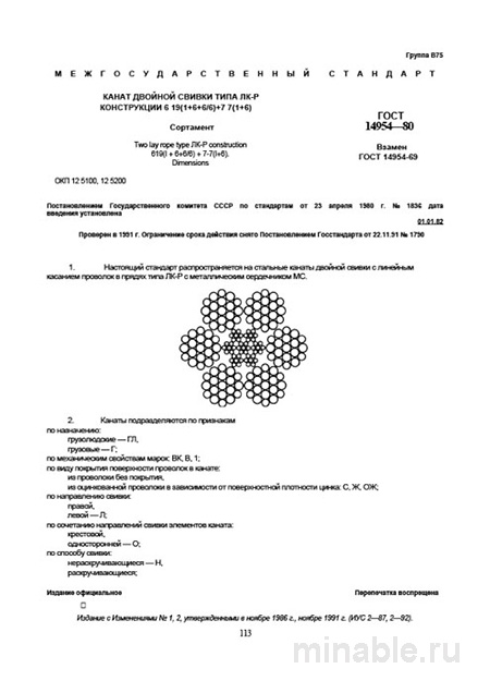 ГОСТ 14954-80: Комплексный разбор каната ЛК-Р 6х19(1+6+6/6)+7х7(1+6) – Сортамент