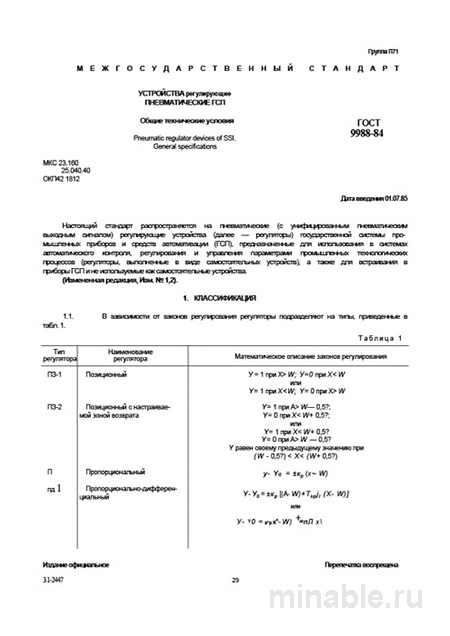 ГОСТ 9988-84: Пневматические регуляторы ГСП – Анализ и описание