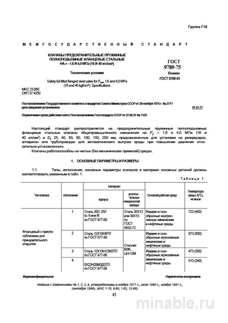 ГОСТ 9789-75: Фланцевые предохранительные клапаны - Комплексный разбор