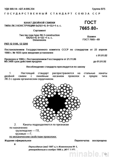 ГОСТ 7665-80: Комплексный разбор каната ЛК-3 6х25(1+6; 6+12)+1 о.с.
