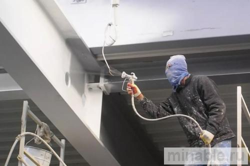 Нанесение огнезащитной краски на металлические конструкции